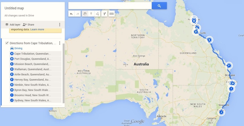 australia trip map
